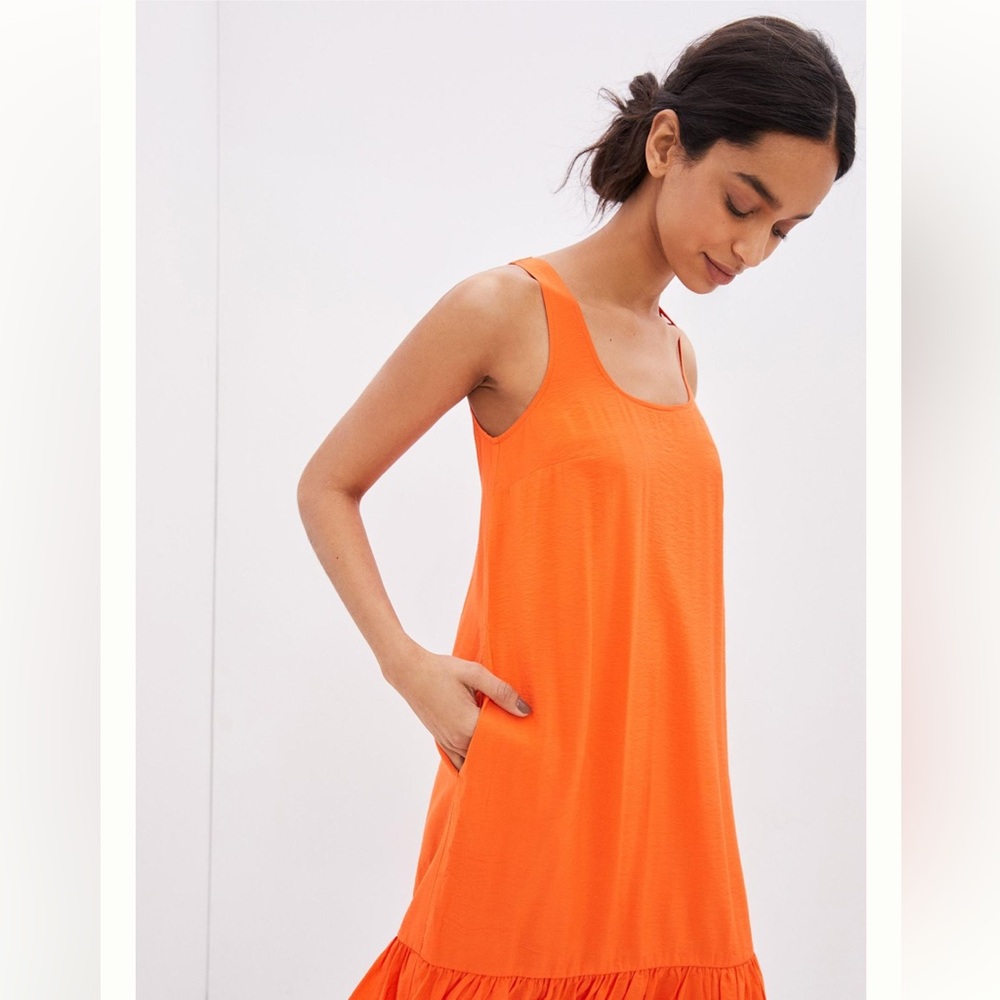 Anthropologie Michaela Flounce Orange Summer Dress